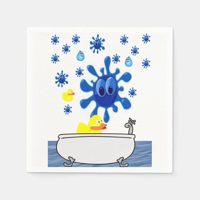 Cute Bubble Bath Duck Paper Napkins (Front)