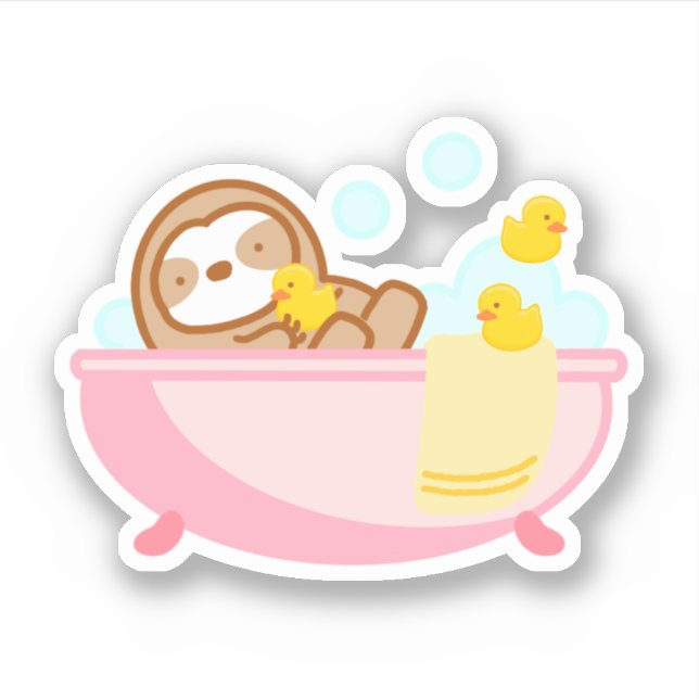 Cute Bubble Bath Sloth  Sticker (Front)