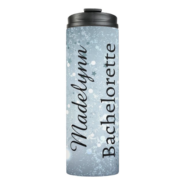 Cute Bubble Blue Personalized Bridesmaid  Thermal  Tumbler (Front)