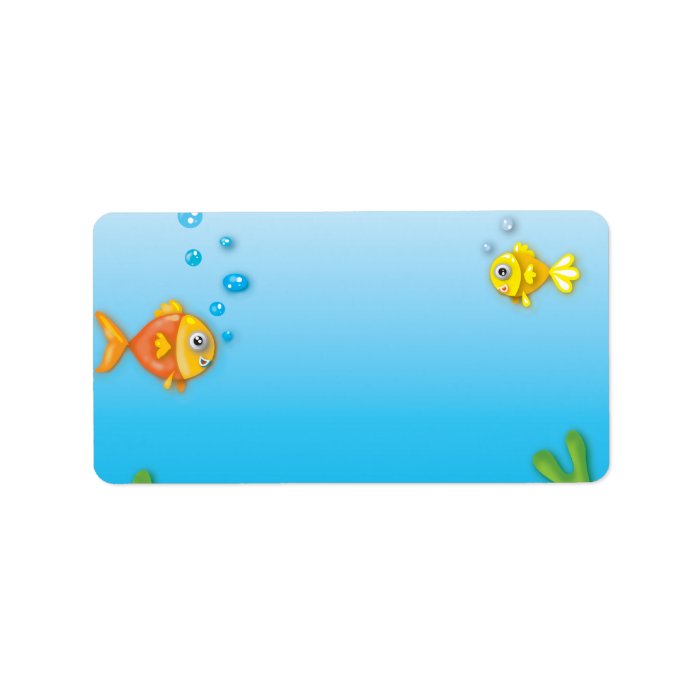 cute bubble fish underwater scene address label