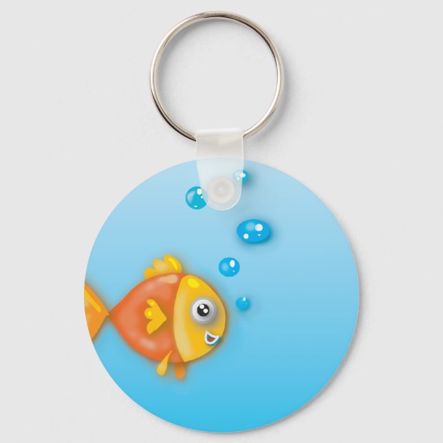 cute bubble fish underwater scene keychain (Front)
