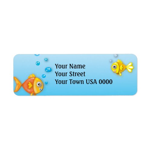 cute bubble fish underwater scene label