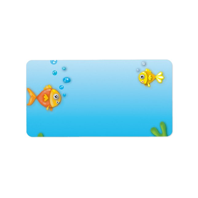 cute bubble fish underwater scene label (Front)