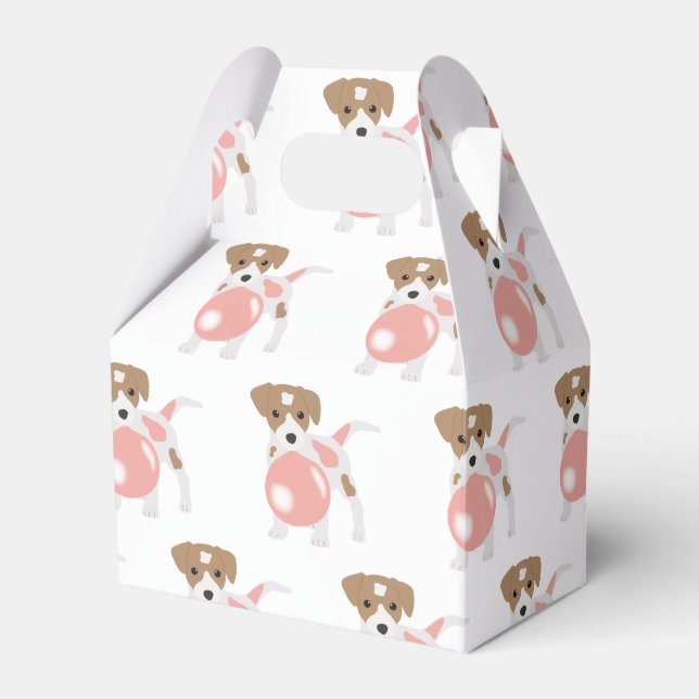 Cute Bubble Gum Dog Puppy Blowing Bubble Favor Boxes (Front Side)