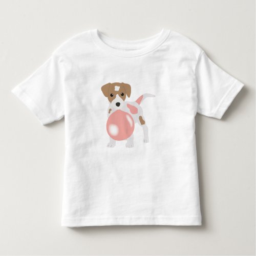 Cute Bubble Gum Dog Puppy Blowing Bubble Toddler T_shirt