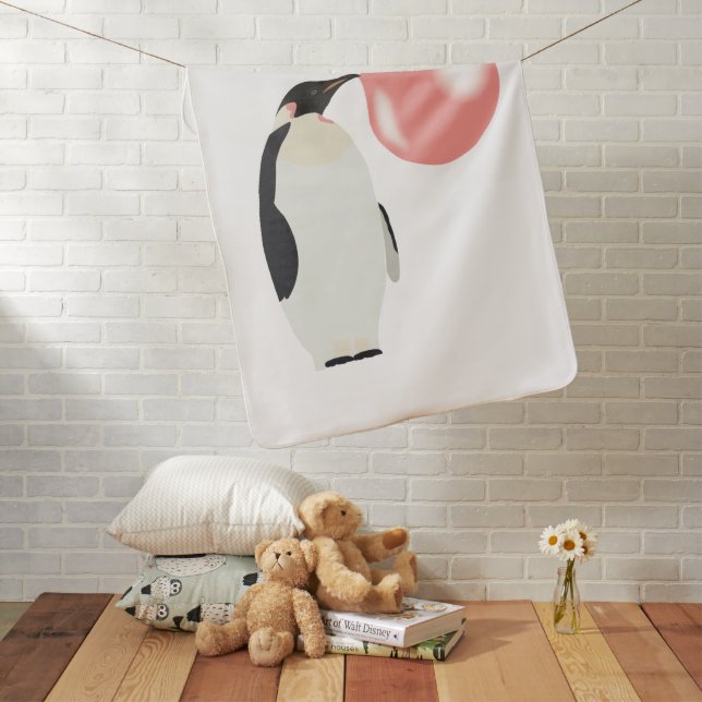 Cute Bubble Gum Penguin Blowing Bubble Baby Blanket (In Situ)