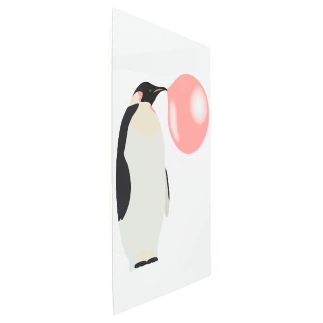 Cute Bubble Gum Penguin Blowing Bubble Metal Print (3/4)