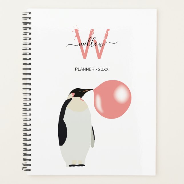 Cute Bubble Gum Penguin Blowing Bubble  Planner (Front)