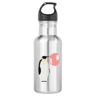 Cute Bubble Gum Penguin Blowing Bubble Stainless Steel Water Bottle
