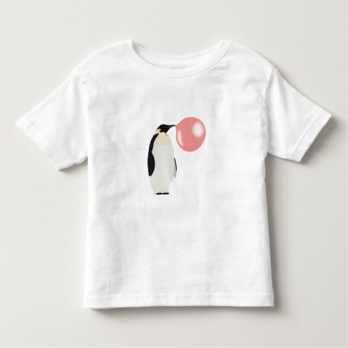 Cute Bubble Gum Penguin Blowing Bubble Toddler T_shirt