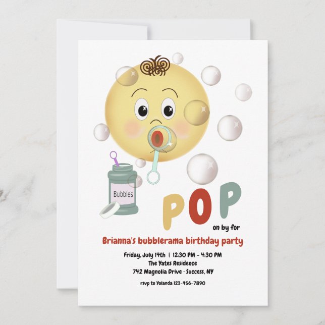Cute Bubble Party Invitation (Front)