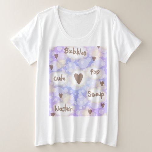 Cute Bubble Purple Glowing Heart  Plus Size T_Shirt