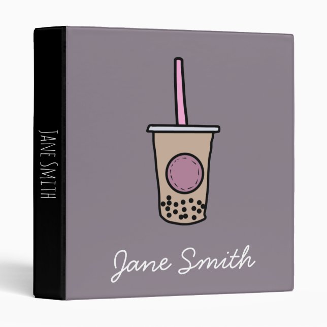 Cute bubble tea 3 ring binder (Front/Spine)