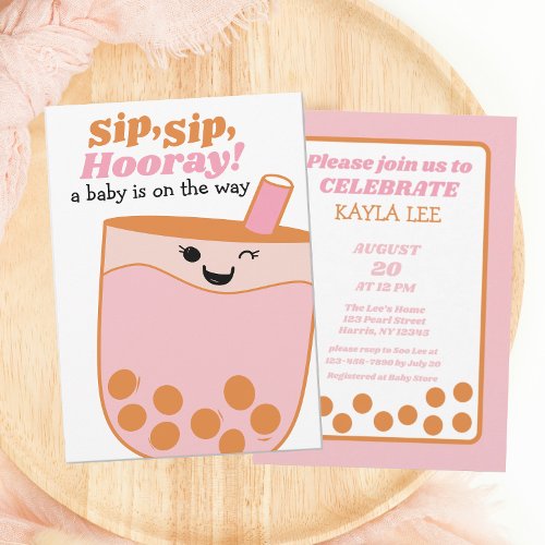 Cute Bubble Tea Boba Baby Shower Invitation