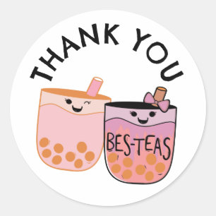 Cute Bubble Tea Boba Birthday Bestie Classic Round Sticker