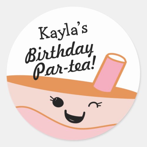 Cute Bubble Tea Boba Birthday Party  Classic Round Sticker