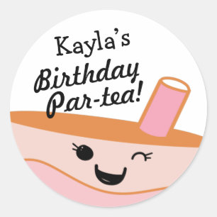 Cute Bubble Tea Boba Birthday Party Classic Round Sticker