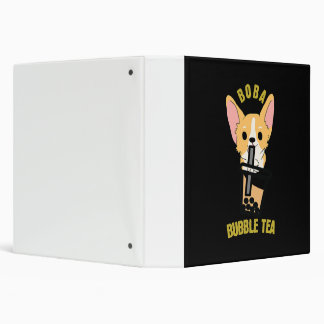 Cute Bubble Tea Boba Milk Tea Anime Corgi 3 Ring Binder