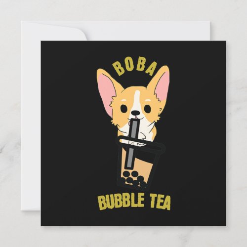 Cute Bubble Tea Boba Milk Tea Anime Corgi Invitation