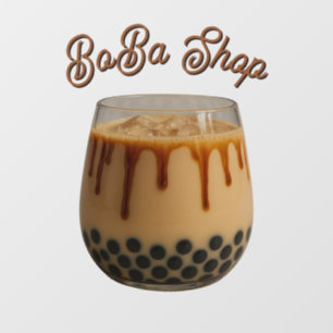 Cute bubble tea, boba tea Window Cling