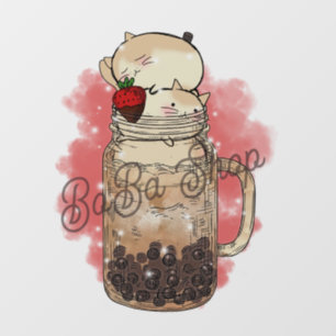 Cute bubble tea, boba tea Window Cling