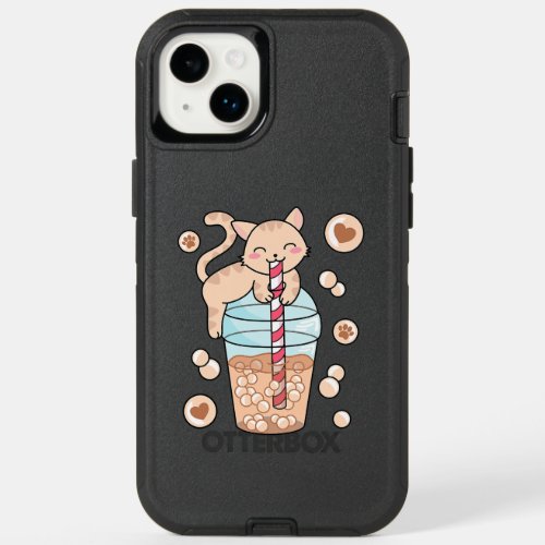 Cute Bubble Tea Cat Japanese Anime Pet Lover OtterBox iPhone 14 Plus Case