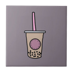 Cute bubble tea ceramic tile