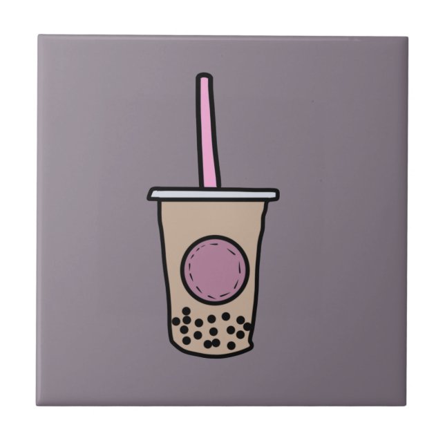Cute bubble tea ceramic tile (Front)