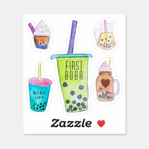 Cute Bubble Tea First Boba Life Sticker Collection