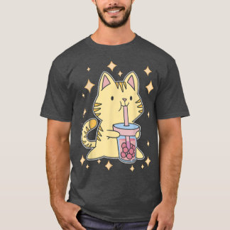 Cute Bubble Tea Kitty Kawaii Boba Tea Cat Japan Sw T-Shirt