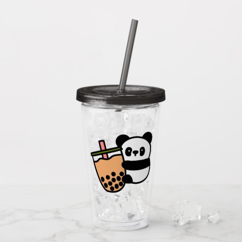 Cute Bubble Tea  Panda Bear Acrylic Tumbler