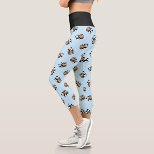 Cute Bubble Tea & Panda Bear Capri Leggings