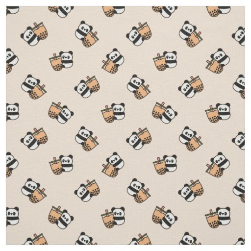 Cute Bubble Tea & Panda Bear Fabric