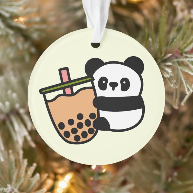 Cute Bubble Tea & Panda Bear Ornament (Tree)
