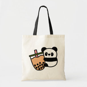 Cute Bubble Tea & Panda Bear Tote Bag