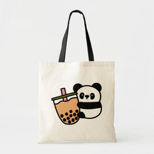 Cute Bubble Tea  Panda Bear Tote Bag