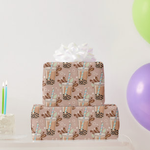 Cute Bubble Tea Pattern Wrapping Paper