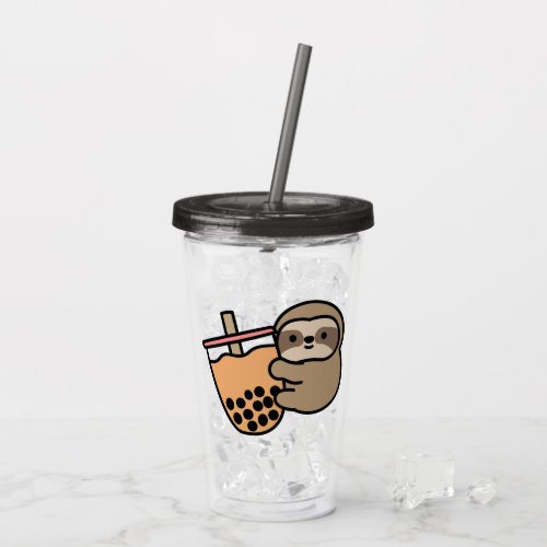 Cute Bubble Tea  Sloth Acrylic Tumbler