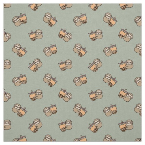 Cute Bubble Tea & Sloth Fabric