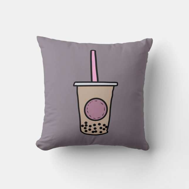 Cute bubble tea throw pillow (Front)