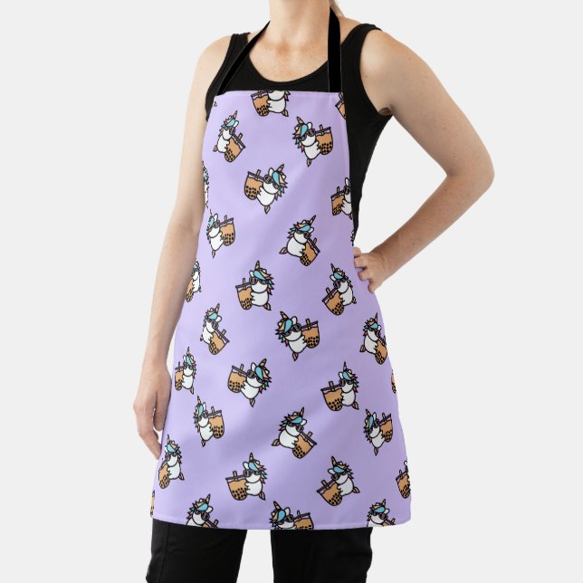 Cute Bubble Tea & Unicorn Apron (Insitu)
