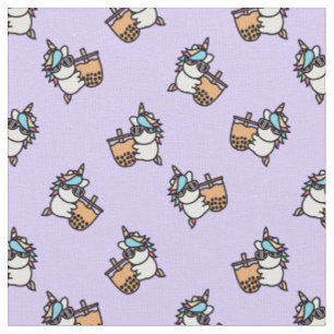 Cute Bubble Tea & Unicorn Fabric