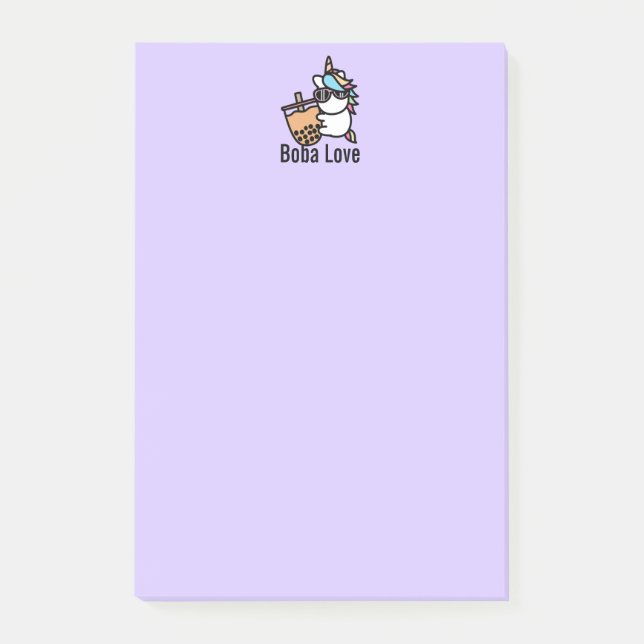 Cute Bubble Tea & Unicorn Post-it Notes (Front)