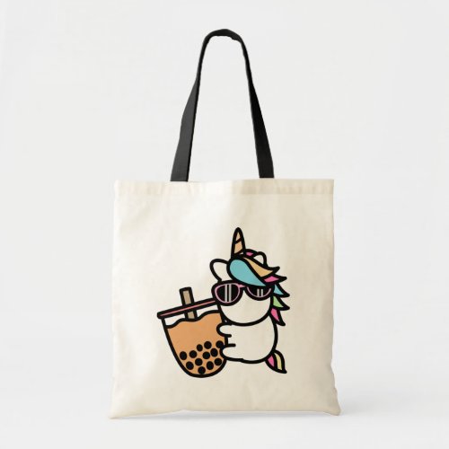 Cute Bubble Tea  Unicorn Tote Bag