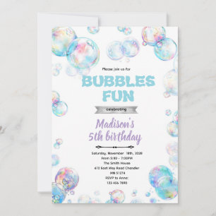 Cute bubble theme party invitation