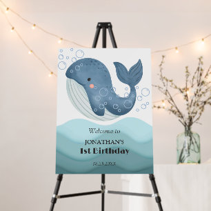 Cute Bubble Whale Ocean Wave Birthday Foam Board