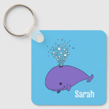 Cute Bubble Whale Personalized Keychain