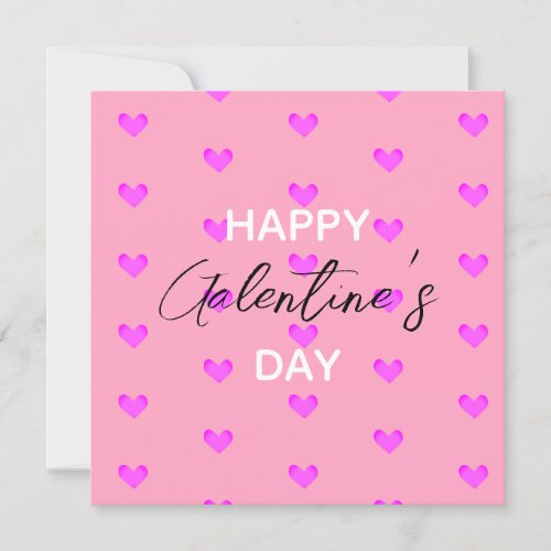 Cute Bubblegum Pink Hearts Happy Galentines Day Holiday Card