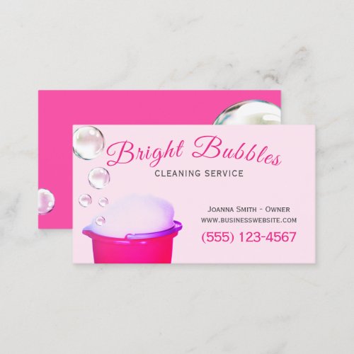 Cute Bubbles Bucket Cleaning Housecleaning Service Business Card