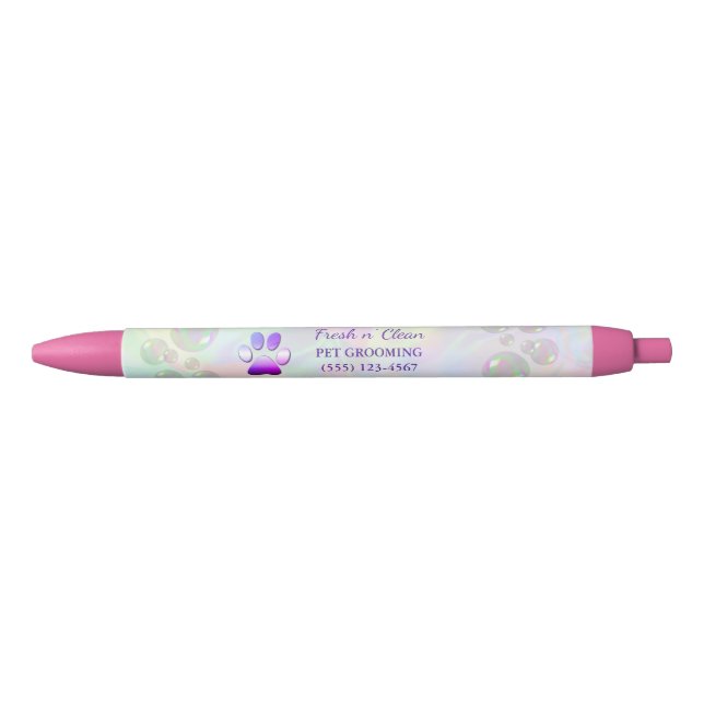 Cute Bubbles Dog Paw Grooming Service Pen (Front)